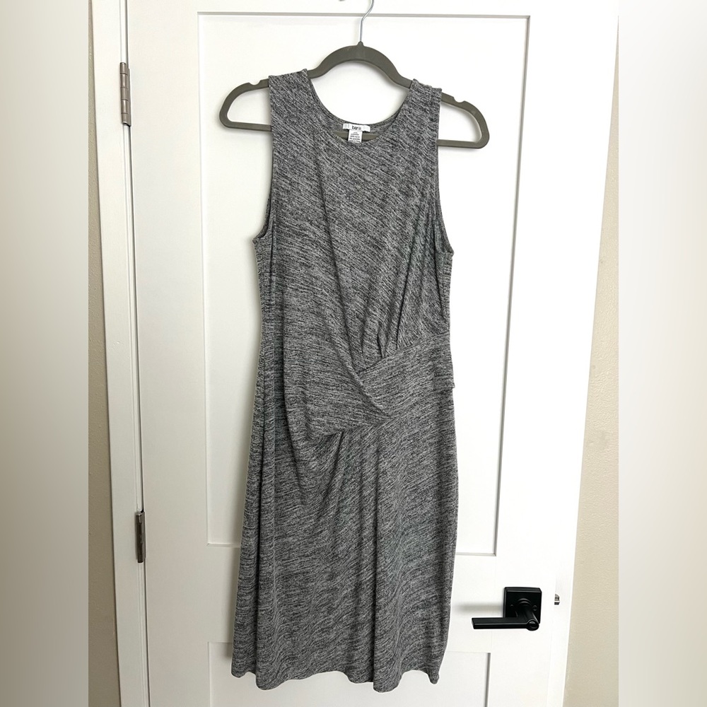 bar iii marled gray sleeveless midi bodycon dress